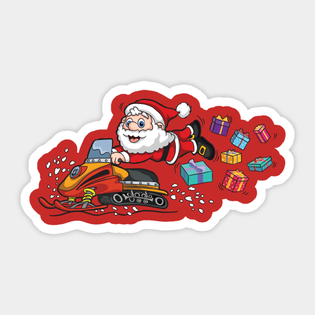 CHRISTMAS SANTA CLAUS: Delivering Christmas Presents on a Snowmobile Sticker by Jake, Chloe & Nate Co.